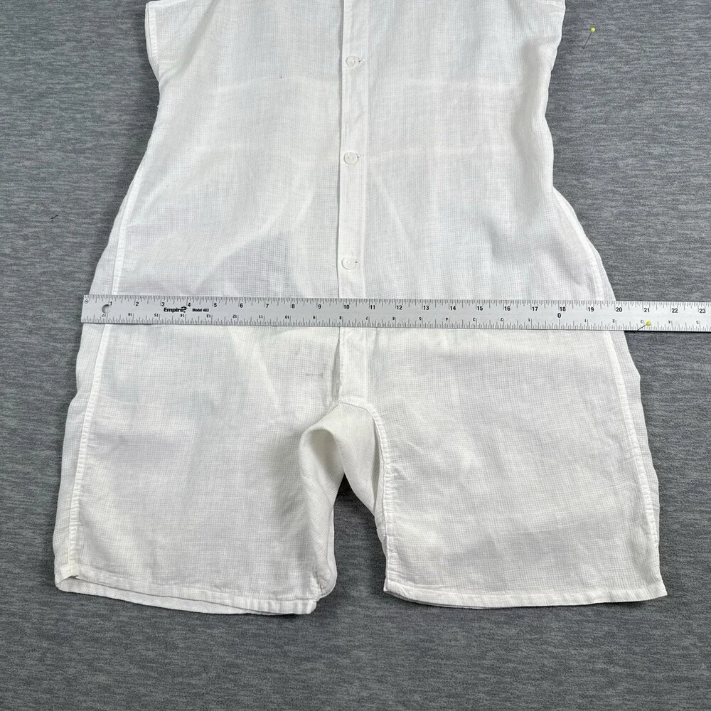 Vtg 1940s HANES Union Suit Sleeveless One Piece Button Front Woven White Size 38